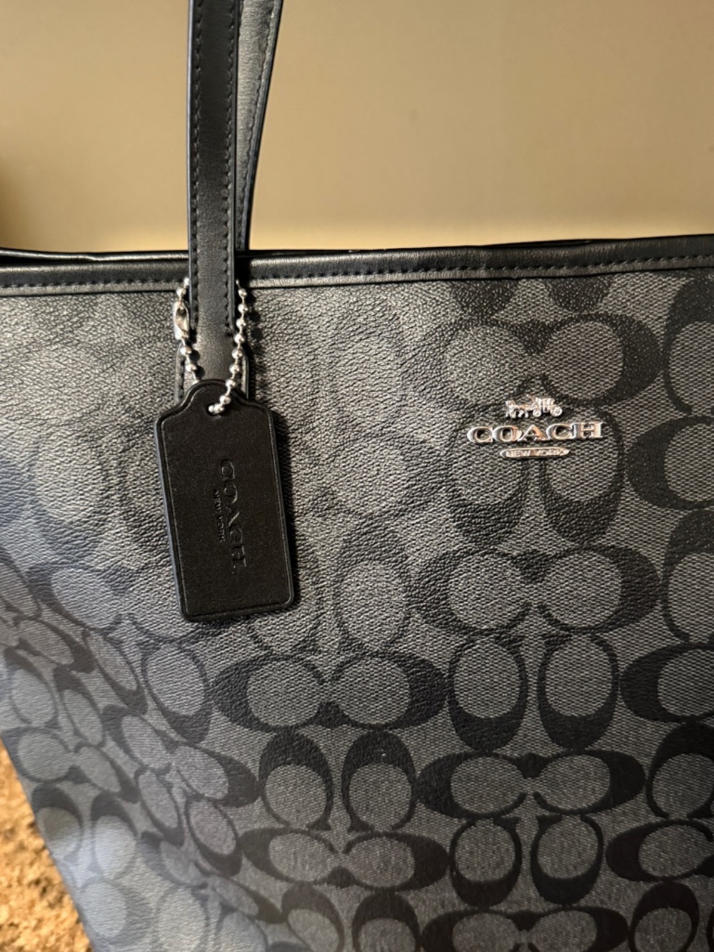 Coach Black and Charcoal Signature Tote - Picture 2 of 5